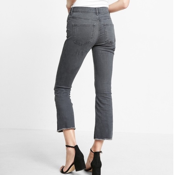 Express High Rise Bell Crop Gray Jeans size 2 - Picture 2 of 10